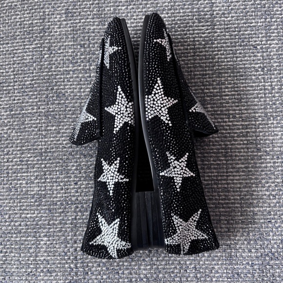 Lola Cruz Black Crystal Stone Star Loafers Size 39 Embellished Shoes - Picture 8 of 11